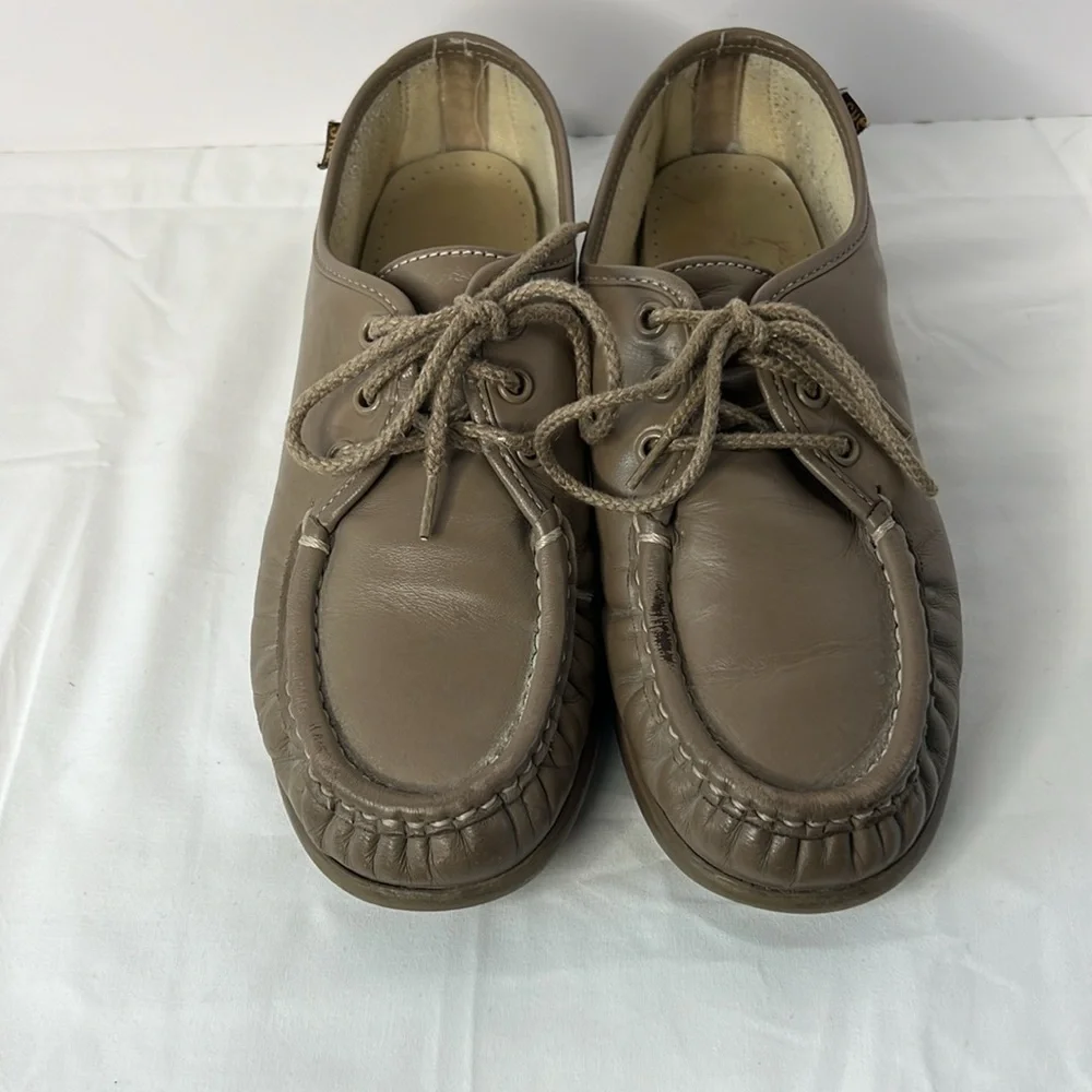 SAS Brown Leather Lace-Up Loafers Size 7